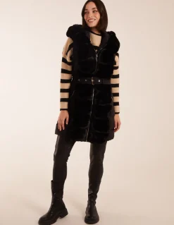 Faux Fur Detail Belted Gilet