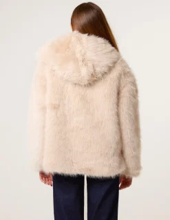 Faux Fur Hooded Short Coat