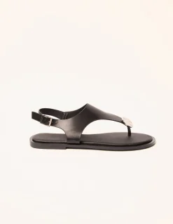 Faux Leather Metal Detail Sandals