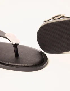 Faux Leather Metal Detail Sandals