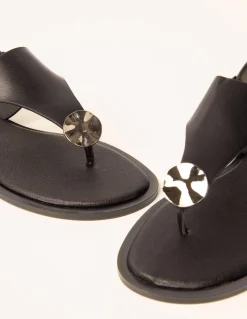 Faux Leather Metal Detail Sandals