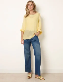 Filigree Frill Sleeve Batwing Jumper