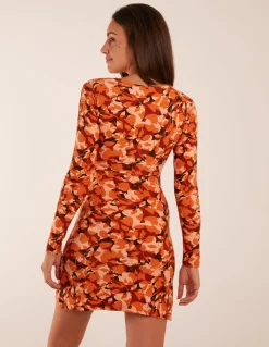 Fixed Wrap Gathered Mini Dress