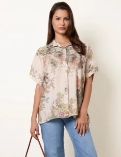 Floral Button Front Shirt