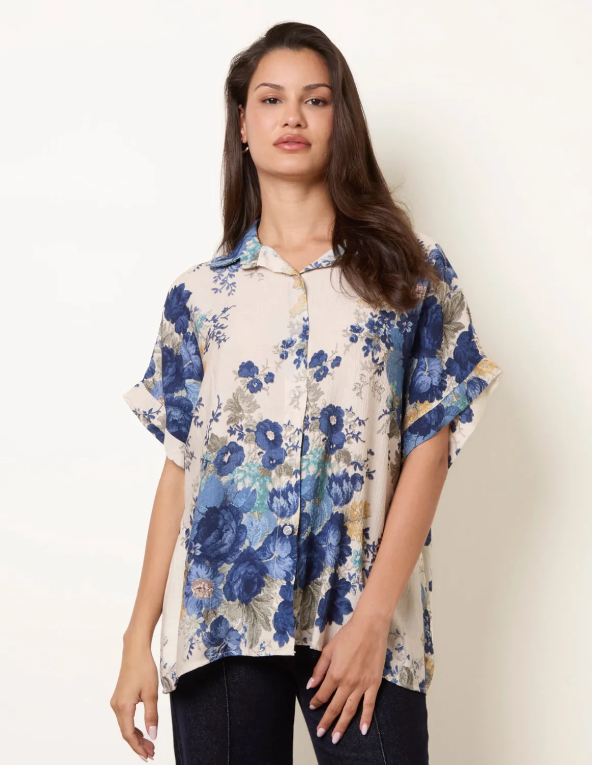 Floral Button Front Shirt