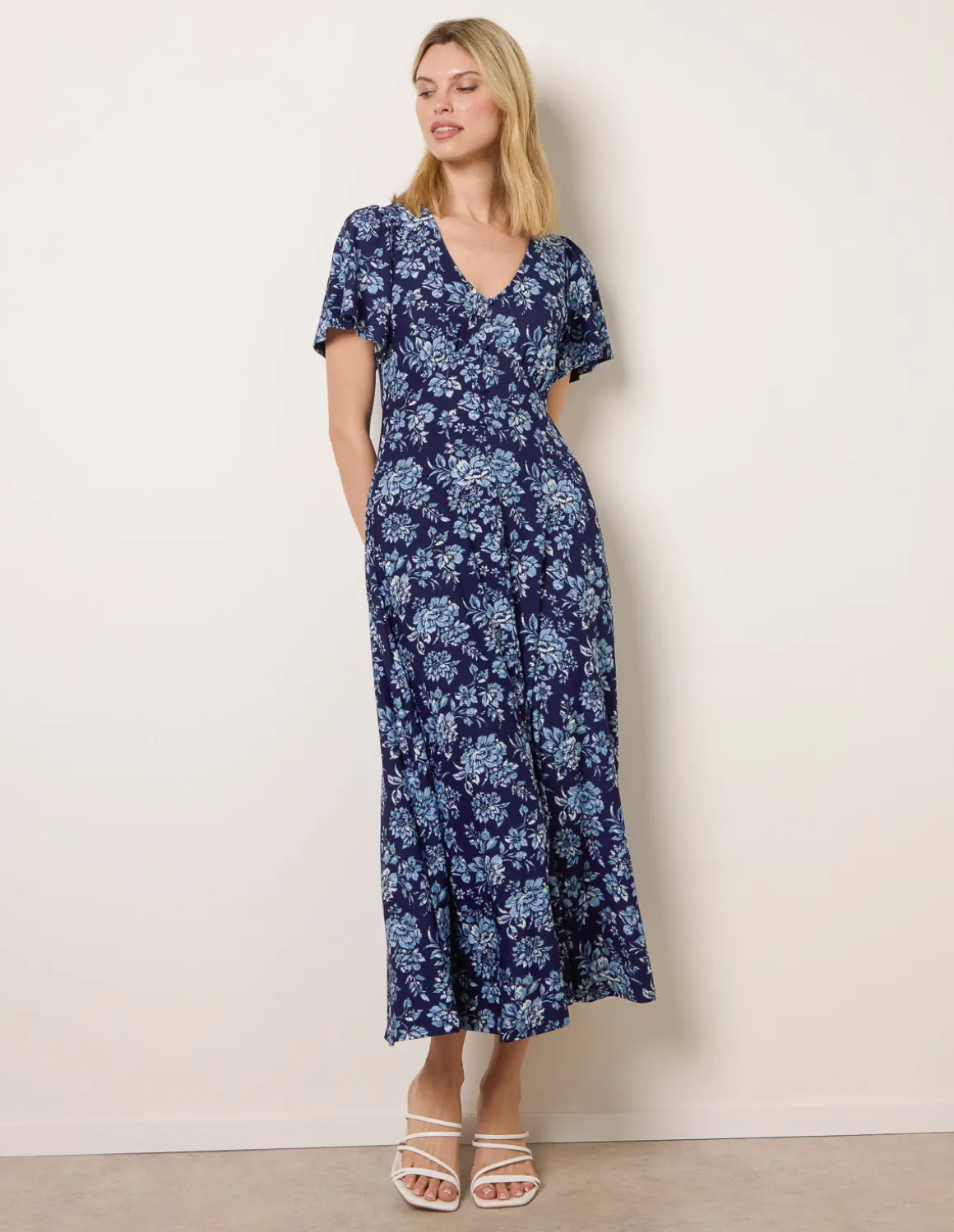 Floral Button Through Midi Dress