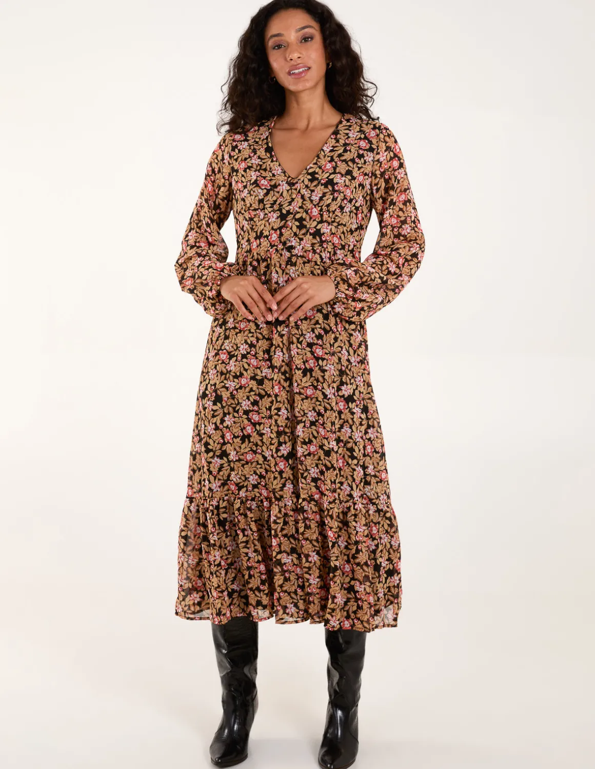 Floral Button Through Midi Dress