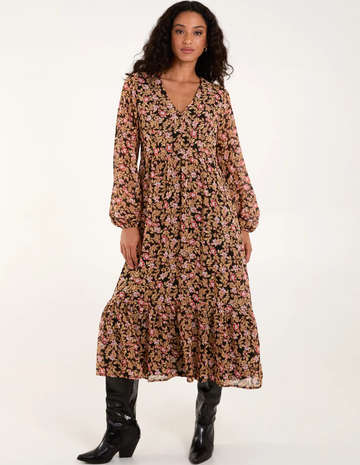Floral Button Through Midi Dress