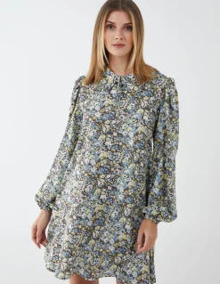 Floral Collar Neck Swing Dress