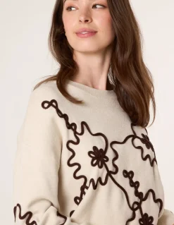 Floral Embroidery Detailed Jumper
