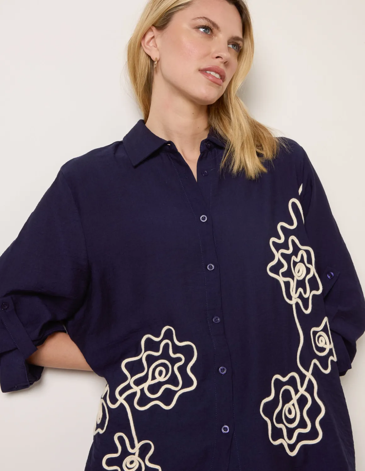 Floral Embroidery Shirt