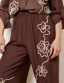 Floral Embroidery Trousers