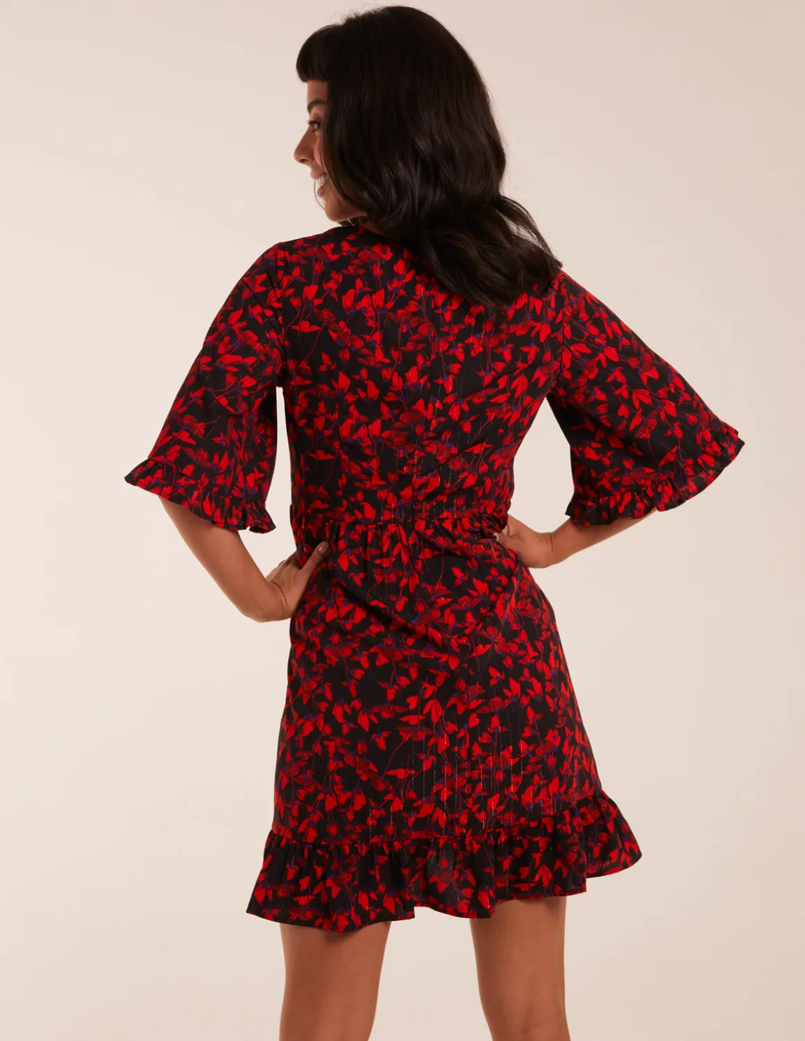 Floral Frill Hem Swing Mini Dress