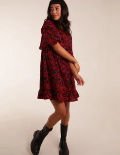 Floral Frill Hem Swing Mini Dress