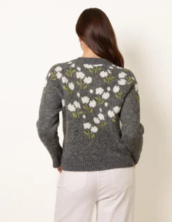 Floral Knit Button Front Cardigan