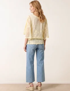 Floral Lace Butterfly Sleeve Blouse