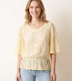 Floral Lace Butterfly Sleeve Blouse