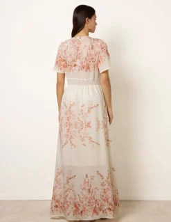 Floral Print Button Front Maxi Dress
