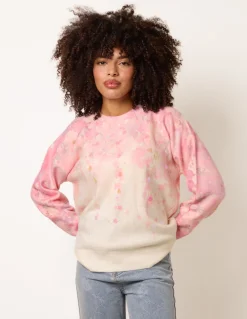 Floral Printed Jumper with Disc Sequin Detailing