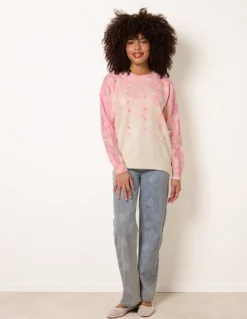 Floral Printed Jumper with Disc Sequin Detailing