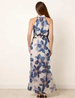 Floral Print Halter Neck Occasion Dress