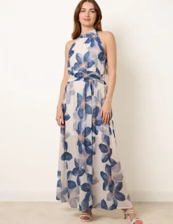 Floral Print Halter Neck Occasion Dress