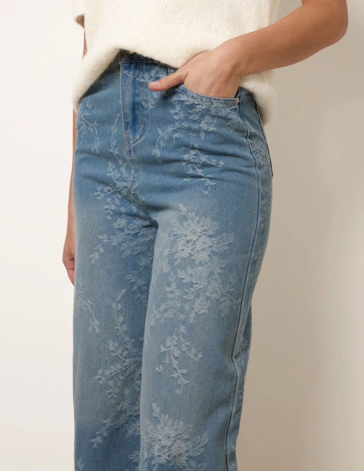 Floral Print Jeans