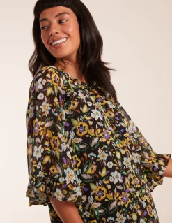 Floral Raglan Sleeve Tunic Dress