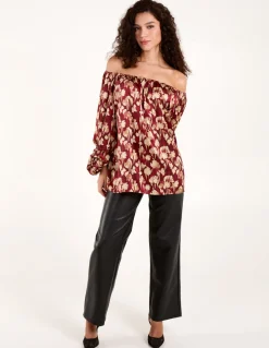Floral Ruched Sleeve Bardot