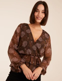 Floral Ruffle Wrap Blouse