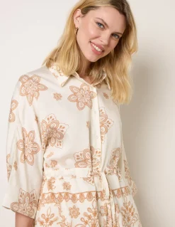 Floral 3/4 Sleeve Tie Waist Shirt