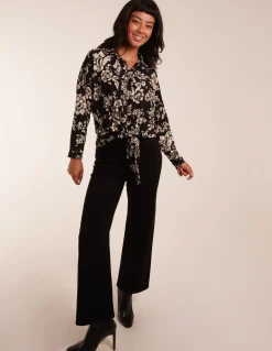 Floral Tie Front Oversized Shirt