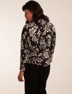 Floral Tie Front Oversized Shirt