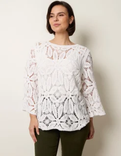 Flower Crochet Long Sleeve Top