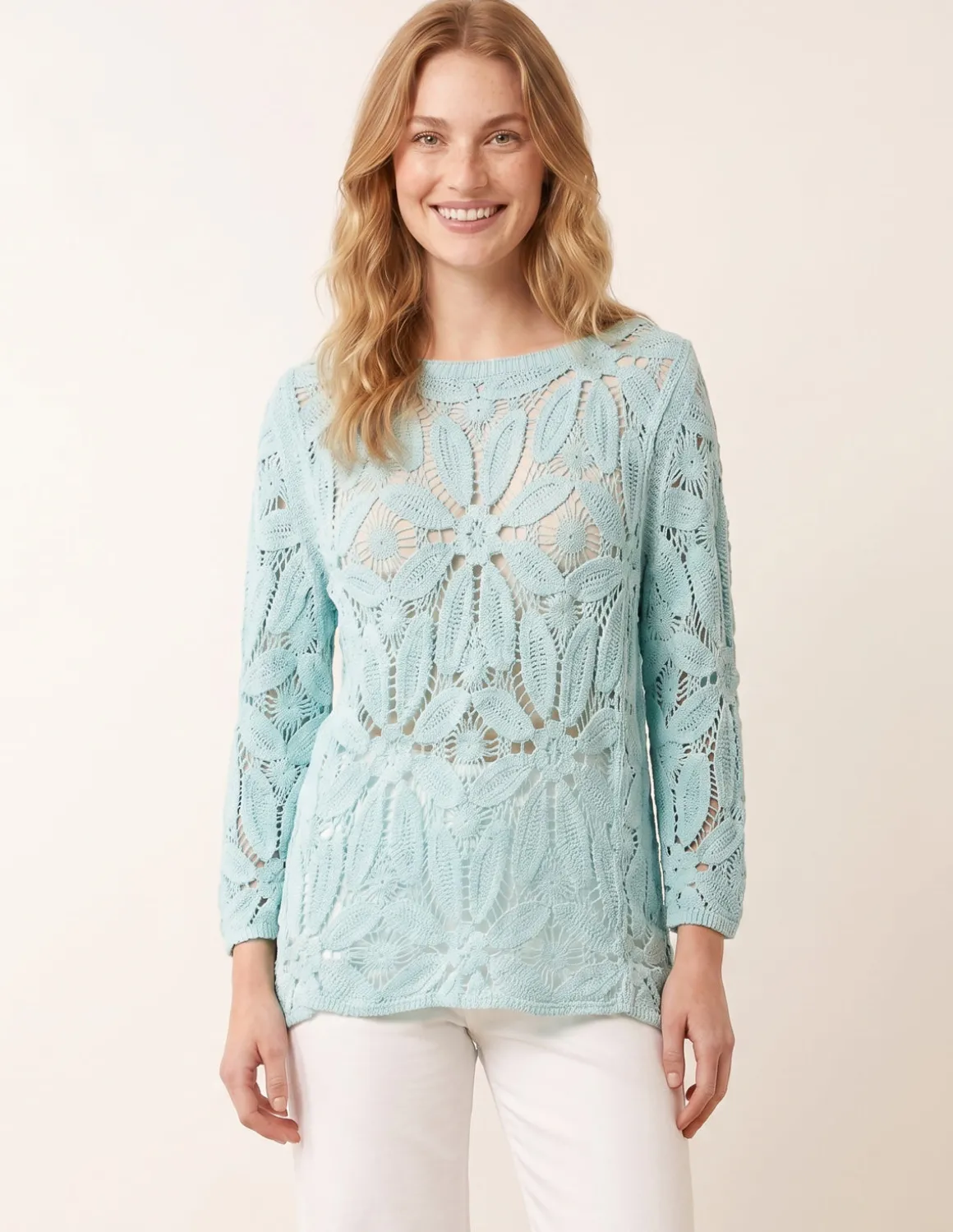 Flower Crochet Long Sleeve Top