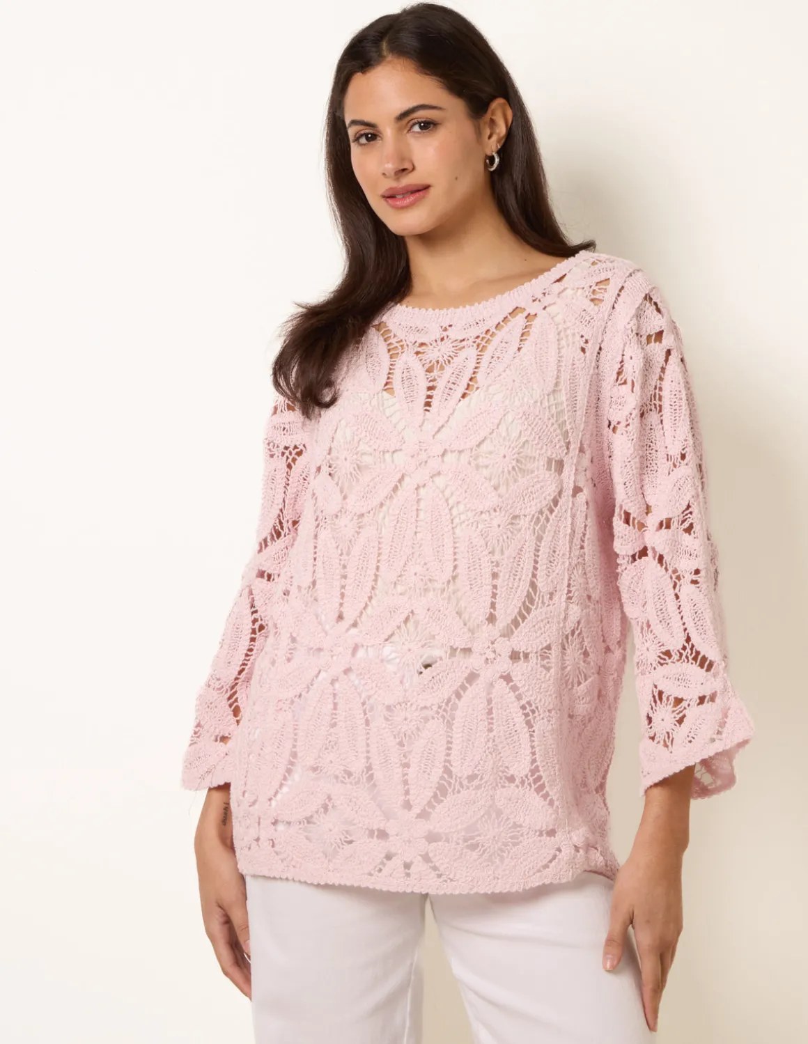 Flower Crochet Long Sleeve Top
