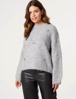 Flower Embellished Jumper