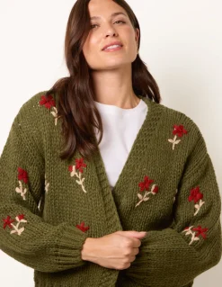 Flower Embroidery Detailed Cardigan