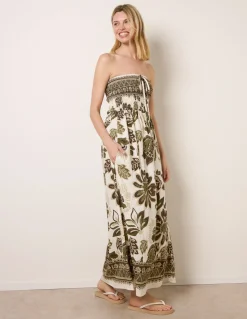 Flower Print Bandeau Maxi Dress