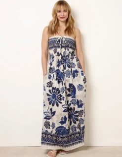 Flower Print Bandeau Maxi Dress