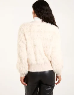 Fluffy Pearl Button Cardigan