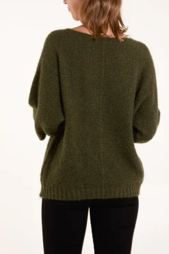 Fluffy Textured V Neck Jumper
