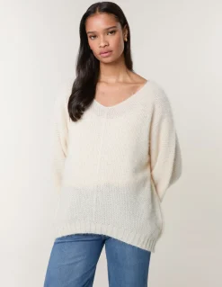 Fluffy Textured V Neck Jumper