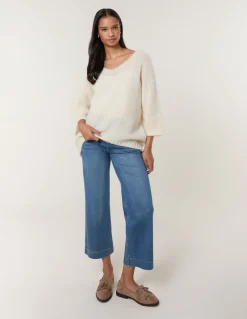 Fluffy Textured V Neck Jumper