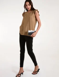 Frill Sleeve Metallic Top
