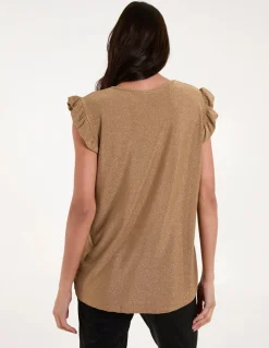 Frill Sleeve Metallic Top