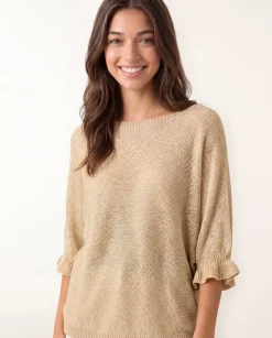 Frill Sleeve Metallic Top