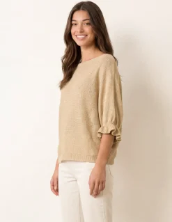 Frill Sleeve Metallic Top