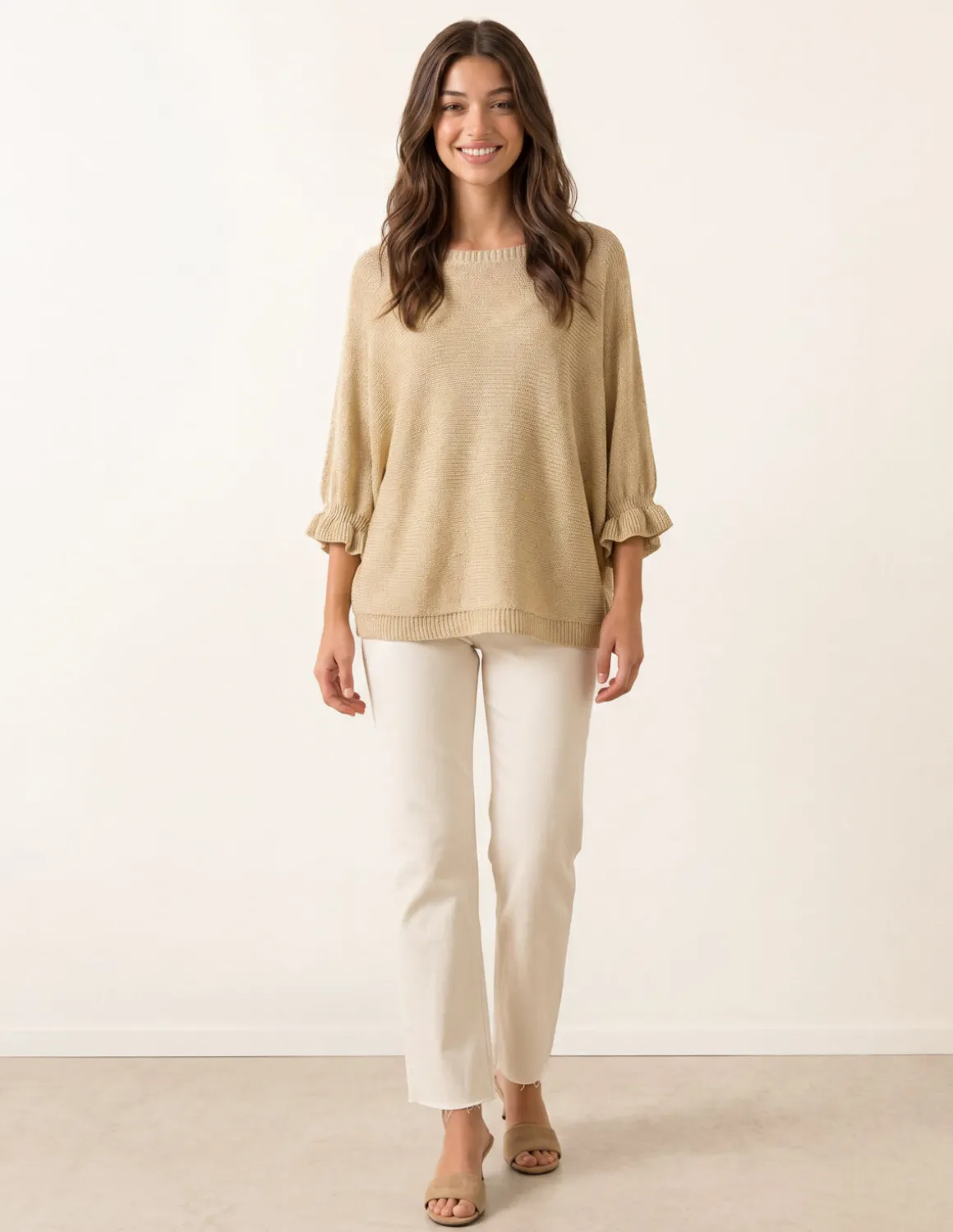 Frill Sleeve Metallic Top