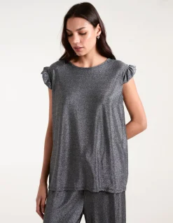 Frill Sleeve Metallic Top